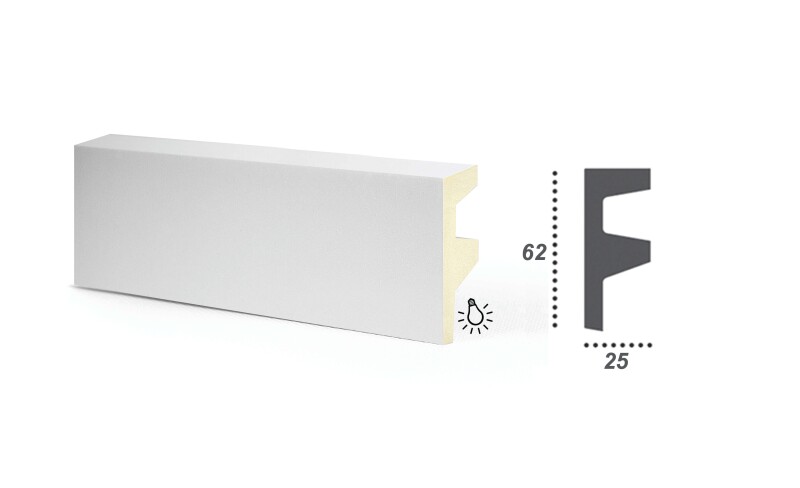 Tesori KF 501  Карниз для подсветки из полиуретана 62*25