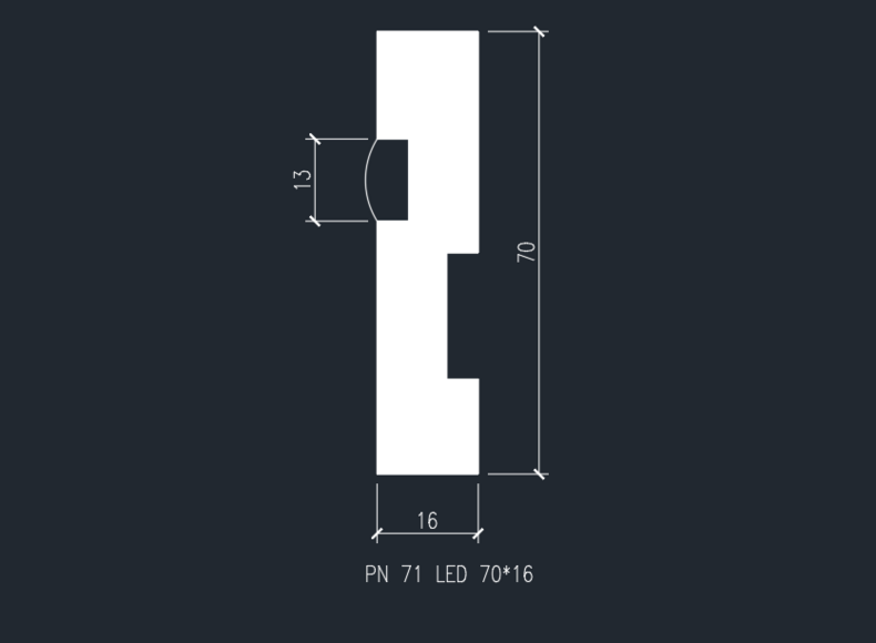 PN021 LED плинтус из мдф с подсветкой Evrowood 70x16 мм